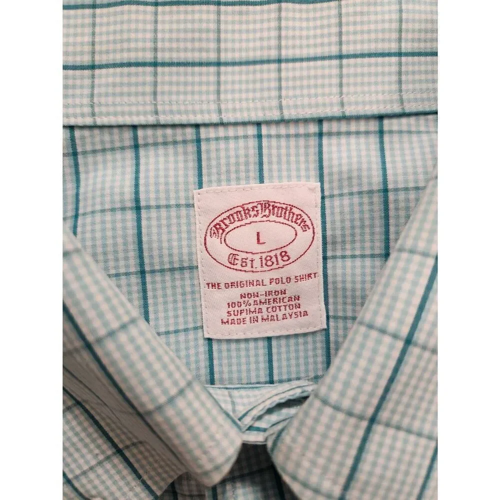 Brooks Brothers plaid men's Large supima cotton button up with chest pocket - Picture 2 of 8